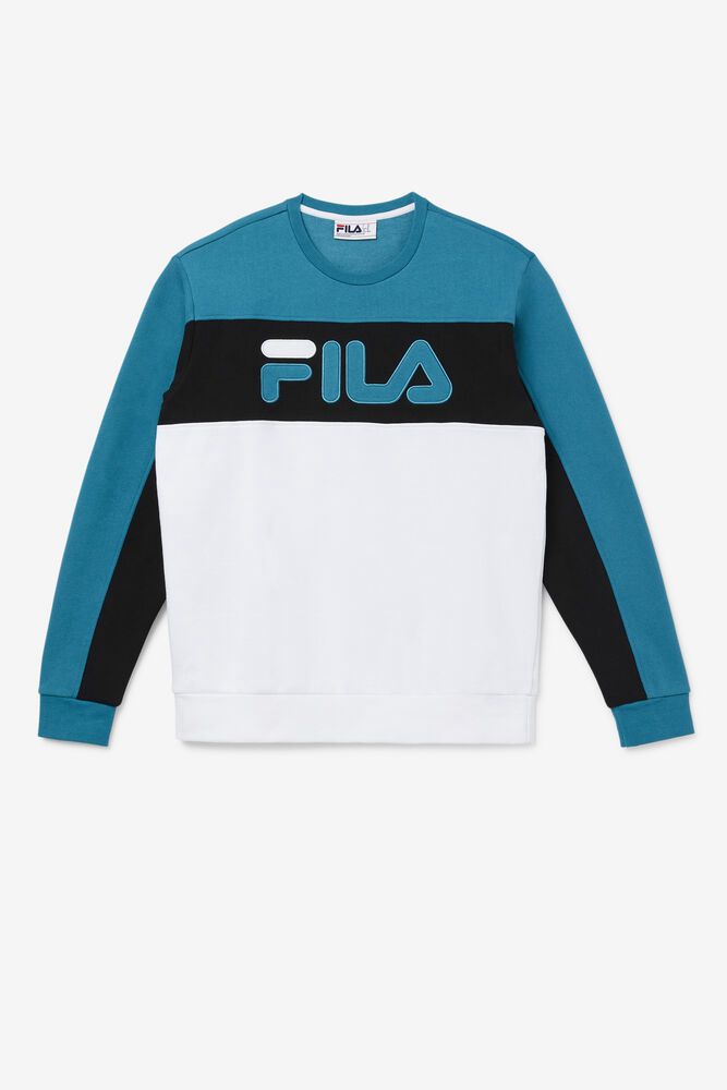 Fila Mikina Panske Lesner Fleece Crew Modre/Biele/Čierne - ZTUHI4950